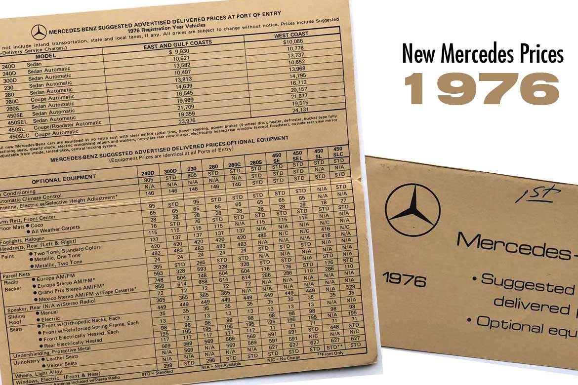 Mercedes Prices in 1976 – Original Mercedes Price List for Cars and Options