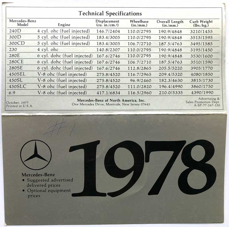 1978-Original-Mercedes-Price-List-Mercedes-Market